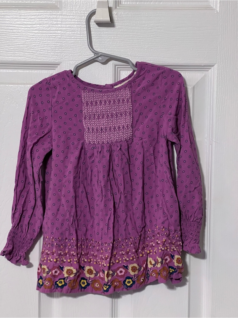 Matilda Jane Girls Size 4 Purple Floral Smocked Long Sleeve Tunic